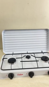 【COD】Kalinga Gas Stove With Cover 3 Burner Portable Table Top LPG Gas Cooker Tempered Glass Panel Heavy Duty Gas Stove Adjustable Flame Tabletop Cooking Range For Home Apartment Rental Outdoor Camping Kitchen Use
