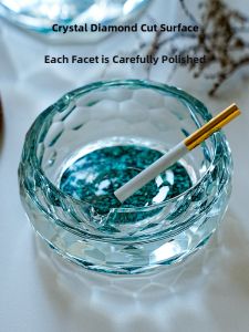 High-end Turquoise Crystal Glass Ashtray