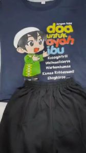 Baju Kaos Setelan Distro Lebaran Anak Laki Laki Motif Doa Ayah ibu Edisi Ramadan Muslim 1 - 10 Tahun