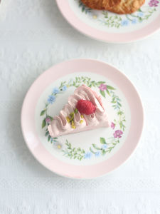 Pink Floral Ceramic Plate For Dessert Cake And Afternoon Tea