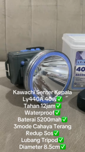 Kawachi Senter Kepala LED Super Terang Lithium LY 440A CAHAYA PUTIH 40 Watt Waterproof