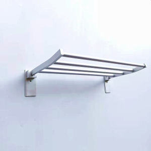 Space Aluminum Bathroom Towel Rack Foldable Single Layer Multi-Bar Simple Design Bath Towel Holder No Drilling Required