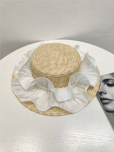 Original French Pearl Ogeen Silk Straw Hat Womens Fashionable Street Style Photography Trendy Match Hats Elegant Folded Flat Top