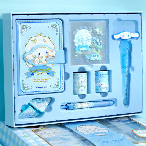 Sanrio Birthday Gift Box Glue Stick Sticker Notebook Set for Girls Cinnamon Dog Large Ear Dog Kuroko Notebook Wand Tape Childrens Day