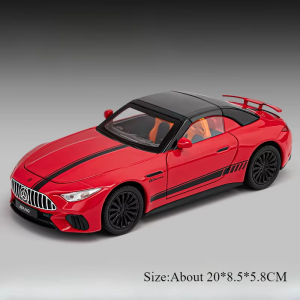 1:22 Scale C8 SL63 Alloy Sports Car Diecast Model Toy Front Wheel Steering with Sound Light Pull Back Vehice Home Decor Ornament