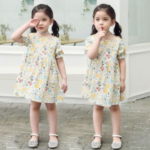 Girls Dress with Puff Sleeves & Floral Prints: Perfect Outfit for 1-6 Yrs Old