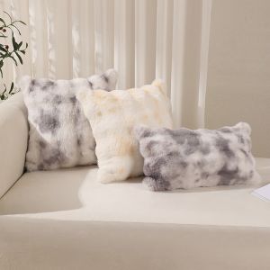 Plush Faux Rabbit Fur Pillow for Home Hotel Decor Soft Throw Pillowcase Decorative Pillow Cover for Living Room