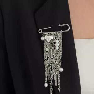 Ingemark | Ingemark Multi-Layer Imitation Pearl Beaded Tassel Brooches Women Exquisite Heart Pendant Brooch Pin Trendy Clothing Accessory