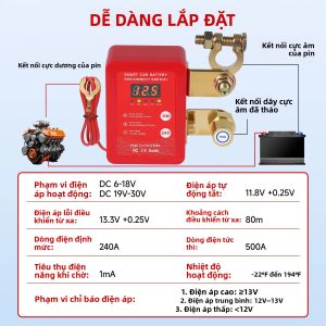 Công Tắc Ngắt Kết Nối Ắc Quy Thông Minh 12V 240A Với Màn Hình Hiển Thị Điện Áp LED Công Tắc Tắt Từ Xa Cho Ô Tô Xe RV Xe Tải Thuyền - Tính Năng Chống Trộm