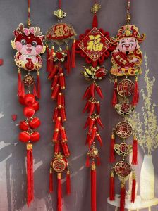 Chinese New Year Decorations Red Pepper String Festive Wealth Attracting Copper Coin Good Luck Hanging Ornament Living Room Decor