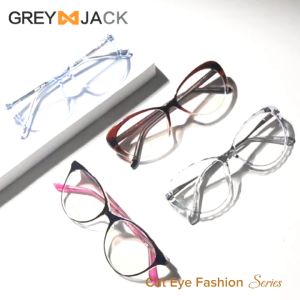 Grey Jack Frame Kacamata Model Cat Eye Series Bahan TR90 Ringan Fashion Wanita Bisa Minus Antiradiasi Blueray Bluecromic 21017 21016 Tr2012 21023 7819