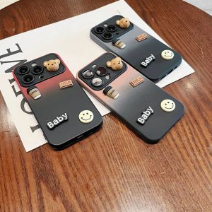 💗เคสนิ่มลายหมี DIY เทรนด์อินเทอร์เน็ต + มีในสต็อก + COD iPhone 15 14 13 12 11 Pro Max X Xr Xs Max 7 8 Plus 3D เคสโทรศัพท์ SE2020