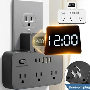 US Standard Power Strip Socket USB Type C Jacks Multi-function Extension Socket Led Display Filter Adapter Fast Charging Adapter
