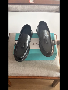 Falimottype)Size 39-44 Mens British Breathable School Student Leather Shoes Casual Flat Loafers Black Business Formal Shoes