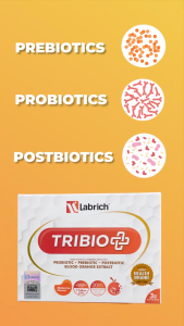 Suplemen Probiotik Usus Labrich Tribio 3-in-1 Ekstrak Oren Darah Kesihatan Usus & Kulit