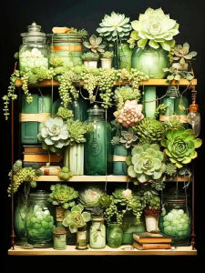 Huacan Diamond Painting Succulent Kit 5D Diamond Mosaic Plant Art Rhinestone Pictures For Home Wall Decoration Gift