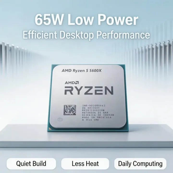 AMD | Ryzen 5 5600X CPU Compatible With AM4 Motherboard 6‑Core 12‑Thread 32MB L3 Cache 65W Tray Version Without cooler