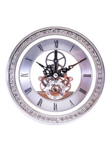 European Style round Gear Clock DIY Creative Living Room Craftsmanship Clock Parts Diamond Embedded Perspective Hollow Clock Head