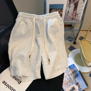 กางเกงขาสั้นกีฬาผ้าฝ้ายแท้สำหรับผู้หญิง กางเกงขายาวทรงตรงหลวมๆ ปิดกั้นเนื้อผ้า กางเกงขายาวทรงห้าส่วน ฤดูร้อน 2025 สินค้าใหม่