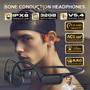X20True Bone Conduction Swimming Earphones IPX8 Waterproof MP3 Player 32GB Bluetooth 5.4 HIFI Music Wireless Headphones With Mic