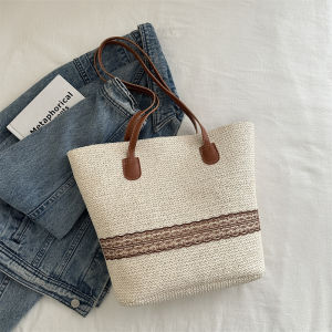 Fashionable Large Capacity Straw Woven Shoulder Bag for Women Casual Summer Travel Beach Bag Versatile Handbag Tote Bag