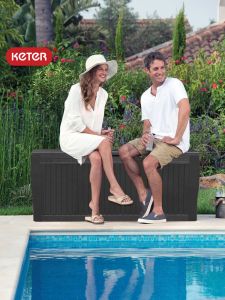 Keter Comfy Plastic Storage Box Outdoor Balcony Courtyard Waterproof Sun Protection Garden Seating Capacity up to 220kg