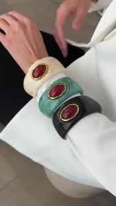 Ingemark | Ingemark Vintage Chunky Resin Acrylic Cuff Bangle Bracelet Women Boho Geometric Irregular Big Wide Bracelet Jewelry Accessory