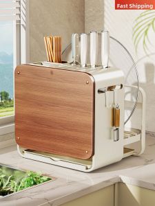 Drainable Knife Storage Board Wooden Organizer