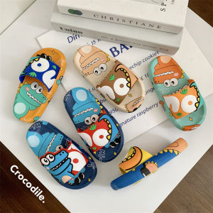 Summer 2025 Dinosaur Themed Boys Slippers Indoor Outdoor Anti Slip Soft Bottom Flat Sandals Cartoon Design Toddler Footwear