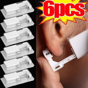 6 cái an toàn Tai Súng bấm khuyên Kit dùng một lần khử trùng an toàn Bông tai piercer Máy Studs kẹp mũi trang sức cơ thể piercing công cụ