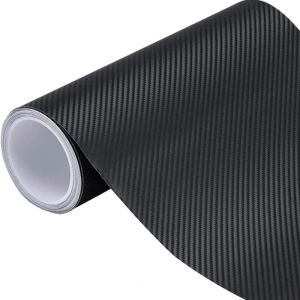 Cuộn Phim Vinyl Sợi Carbon 3D Đen Cao Cấp Tự Dính Dễ Bóc Dán Trang Trí Xe Hơi Rộng 15cm Chất Liệu PVC