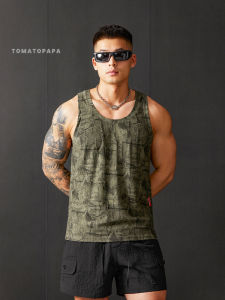 เสื้อกั๊กสปอร์ตสไตล์อเมริกันย้อนยุค TOMATOPAPA สำหรับผู้ชาย ฤดูร้อน 2025 แฟชั่นฟิตเนส หลวม ไหล่ กีฬา แขนกุด ลำลอง เสื้อสวมหัว