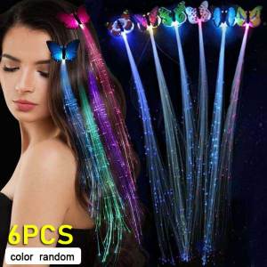 Colorful Butterfly Light Braids Glowing Flash LED Hair Braid Clip Haripin Wigs Ligth Up Party Christmas Hair Accessories