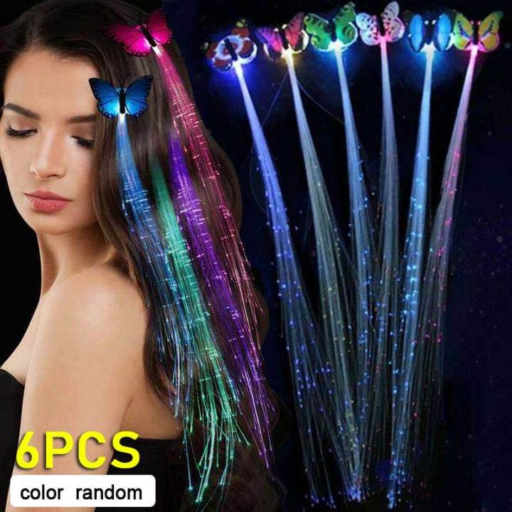 Colorful Butterfly Light Braids Glowing Flash LED Hair Braid Clip ...