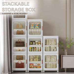 Locaupin Multifunctional Foldable Cabinet with Wheel Shoe Rack Cabinet Box Door Design Easy Assemble Clothes Storage