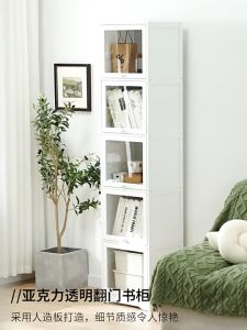 Display Kitchen Organizer Storage Cabinet Wooden Floor Standing Bookcase Storage Shelf Organizer Rack with Door