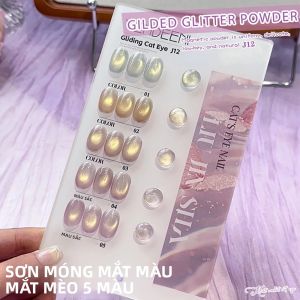 Bộ Sơn Móng Tay Gel Mắt Mèo Pha Lê Mạ Vàng Vendeeni 5 Màu/bộ Có Nam Châm Sử Dụng Đèn UV/LED Kèm Bột Nhũ Thân Thiện Với Môi Trường Bền Lâu