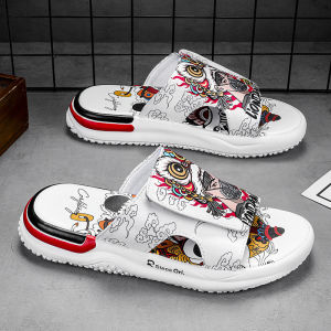 รองเท้าแตะกันลื่นสำหรับกลางแจ้งในช่วงฤดูร้อน กันลื่น ทนทานต่อการสึกหรอ รองเท้าแตะชายหาดหนา สไตล์เกาหลี สำหรับผู้ชาย