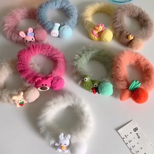 F4 Ikat Rambut Korea Bulu Lembut Aksen Boneka Karakter Sanrio Karet Rambut Ponytail Anak Korean GH10