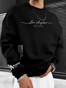 The new mens round-neck sweatshirt for Spring and Autumn 2025 features a casual fashionable and comfortable 3D pattern print