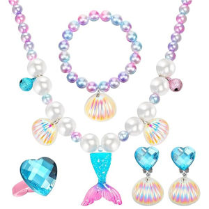 Mermaid jewelry including mermaid necklaces bracelets rings earrings sets jewelry as well as Christmas dress-up party decoration