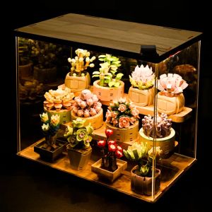 Mini Flower Building Blocks Home Desktop Succulent Potted Ornaments Diy Small Particles Puzzle Assembled Childrens Toy Gift
