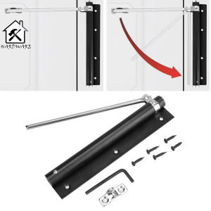 1pc Automatic Door Closer Stainless Steel Fireproof Door Closer with Screw Hidden Spring Adjustable Simple Door Closer for Office Home