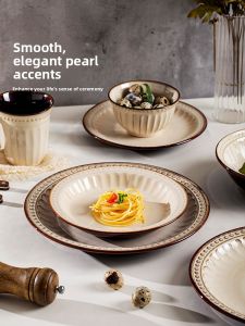 JINGDITAOCI | Bộ Dụng Cụ Ăn Bàn Sứ Phong Cách Wabi-Sabi