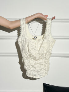 AUDISTY | Áo Camisole Ôm Một Mảnh Cổ Vuông Viền Ren