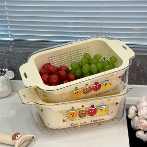 Double Layer Large Capacity Kitchen Sink Vegetable Washing Basket Drain Basket Fruit Tray Draining Basket French Style
