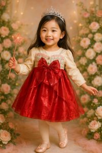 Dress anak import merek hone baby pita satin premium