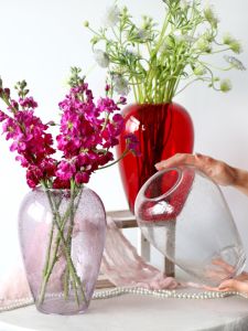 French Mid-century Purple Bubble Glass Vase Red Designer Romantic Girl Home Living Room Dining Table Decoration Glass Flower Pot