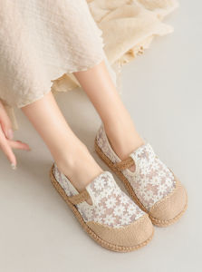 Beijing Style Embroidered Flat Bottom Cloth Shoes Breathable Mesh Comfortable New Chinese Style Womens Footwear Spring Summer