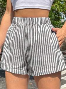 2024 Fashion Outwear Vertical Striped Waist Loose Pants Beach Summer Womens Shorts Stripes Wide Leg Shorts